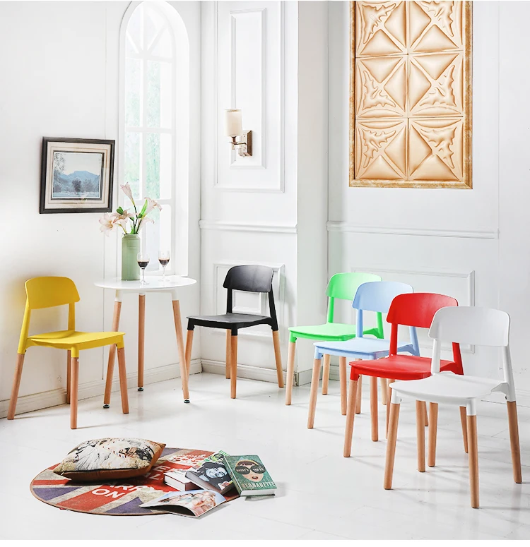 Луи модные стулья для гостиной Скандинавская цельная древесина мука современный минималистский дом пластиковая спинка Досуг Ресторан простая идея