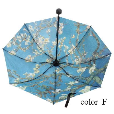 Складной Ветрозащитный зонтик Ван Гог масляной живописи зонтик, зонт от солнца женский зонт открытый зонт - Цвет: color F