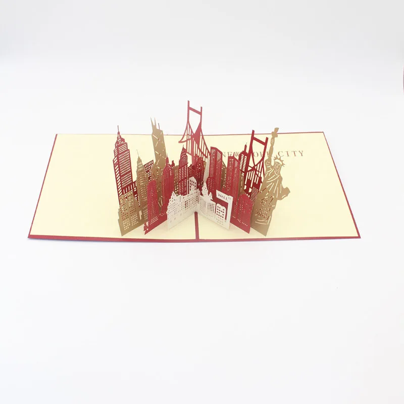 

3D Laser Cut Handmade New York Scenery Silhouette Paper Invitation Greeting Cards PostCard Business Creative Gift Souvenir