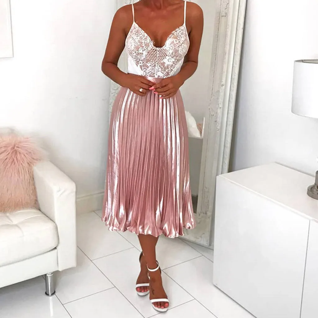 Женская плиссированная юбка на платформе элегантная длинная шифоновая с