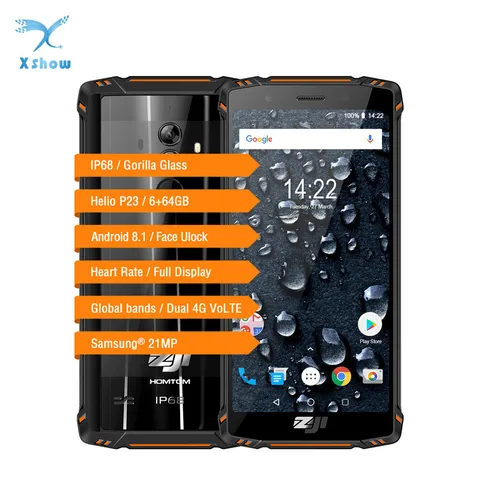 Homtom ZOJI Helio P23 Octa Core 5 7 inch IP68 Heart Rat Smartphone 6GB RAM 64GB ROM 16MP Cam 5500mAh LTE Mobile Phone