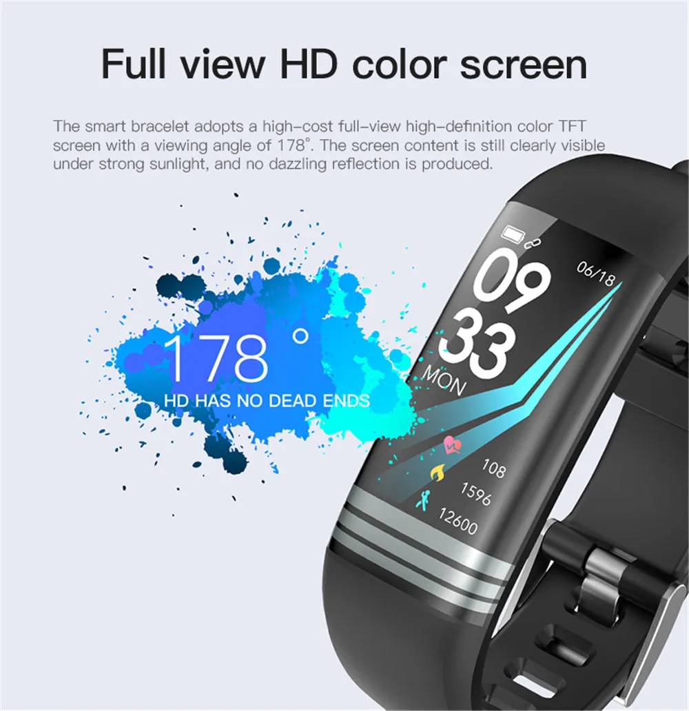 G26S умный Браслет цветной экран IP67 Водонепроницаемый сердечный ритм кровяное давление кислород Мульти спортивный режим Шагомер фитнес-трекер