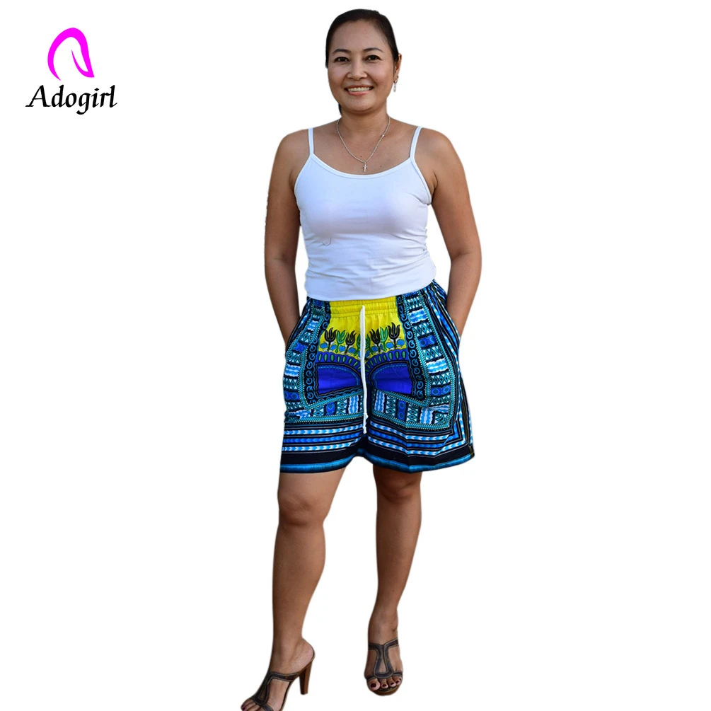 Boho Mujer Pantalones cortos estampados Mujer Pantalones de verano 2019 Mediados de cintura Casual bolsillo recto pantalones cortos gran y pantalones - AliExpress