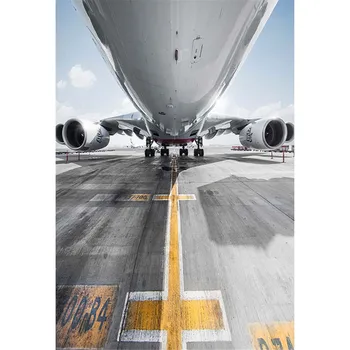 

Blue Sky Airplane Backdrop for Photography Printed Grey Airport Runway Baby Pilot Kids Children Photo Studio Picture Backgrounds