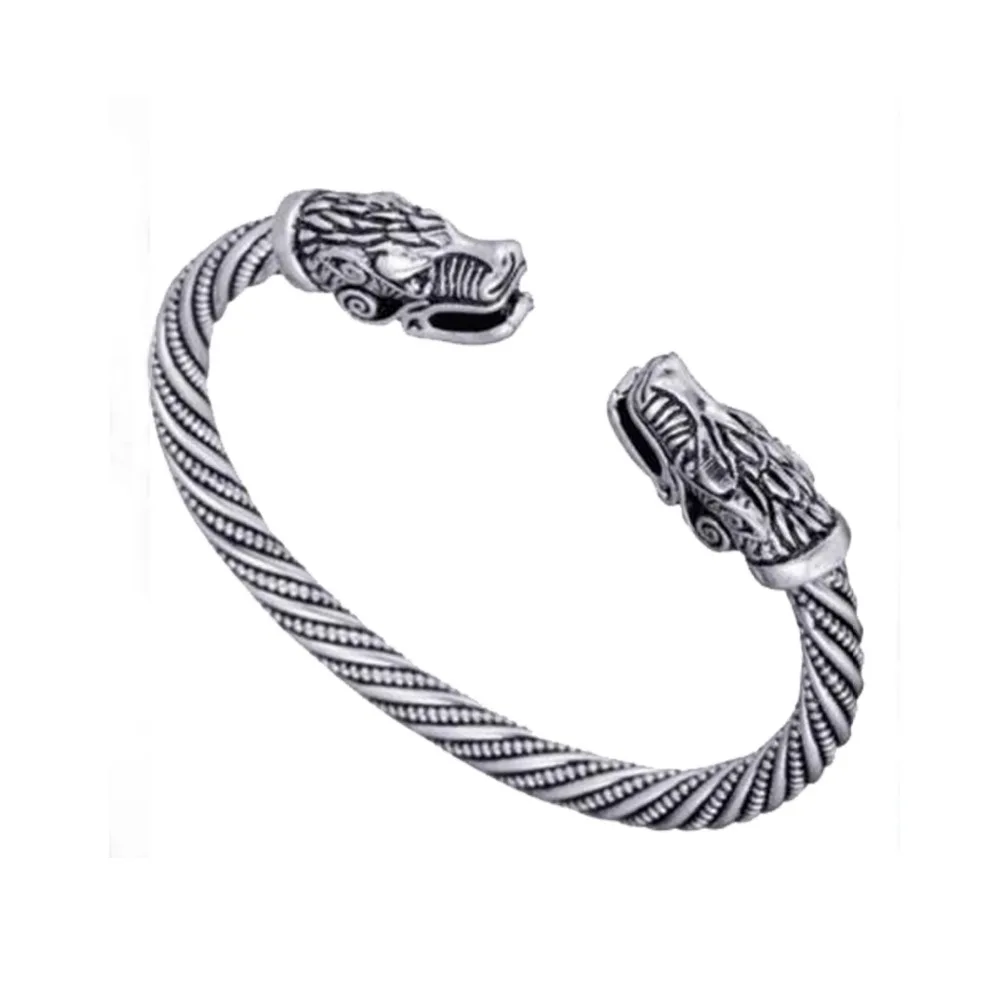 

Viking Pagan Gothic Wolf Head Pewter Bracelet Norse Jewelry Viking Bracelet Totem Bracelet