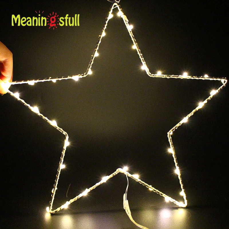 Warm White Christmas Lights 2XAA Battery Fairy Star Led String Lights