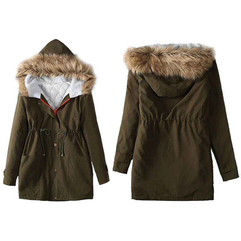 OLGITUM 2019 Women's long coat thickening collar cotton coat women's cotton winter jacket women CC519