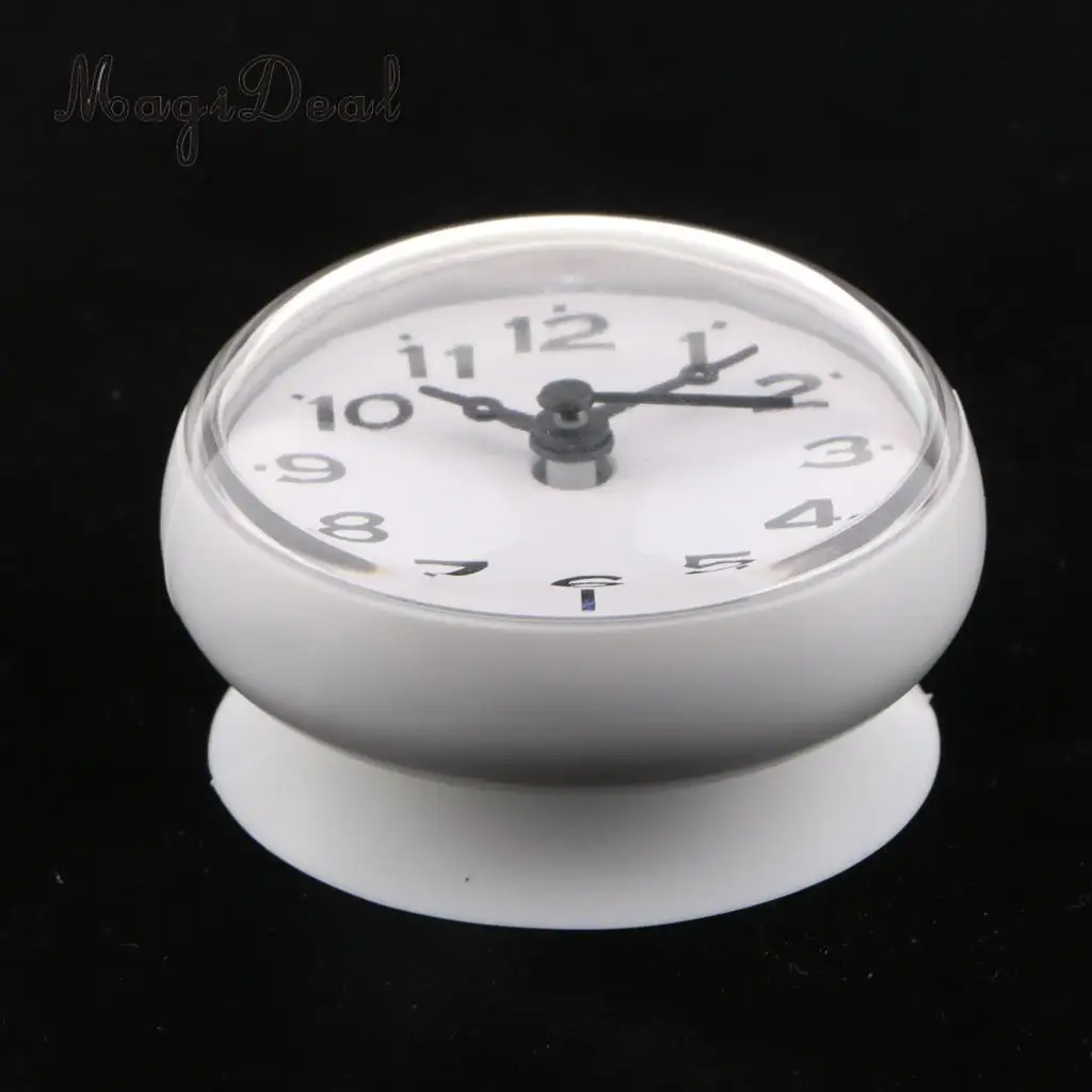 Silicone Waterproof Kitchen Bathroom Bath Shower Clock Suction Cup Wall Clock White