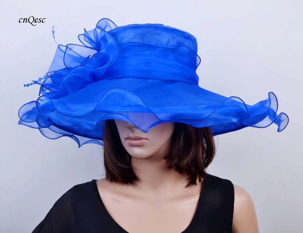 Royal blue wedding hat Organza hat 