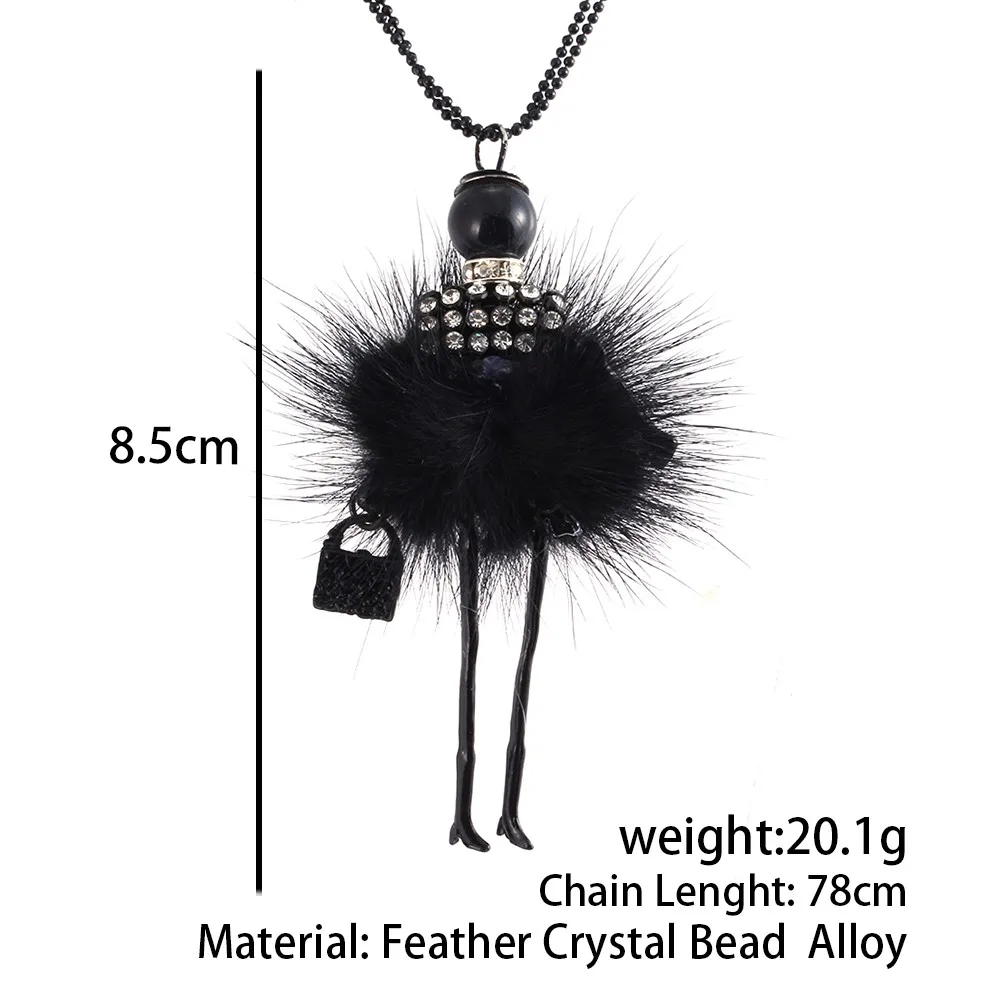 Doll Long Chain Pendant Rhinestone Necklaces*