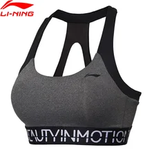 Li-Ning производительность, Женский базовый слой, спортивный бюстгальтер, средняя поддержка, для фитнеса, плотная посадка, подкладка, спортивный бюстгальтер, топы AUBN034 WBJ176