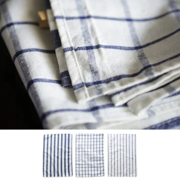 

Rectangle Japan Style Cloth Mats & Pads Blue White Tea Mug Cup Coasters Breakfast Placemat Dining Table Placemats Simple Plaid