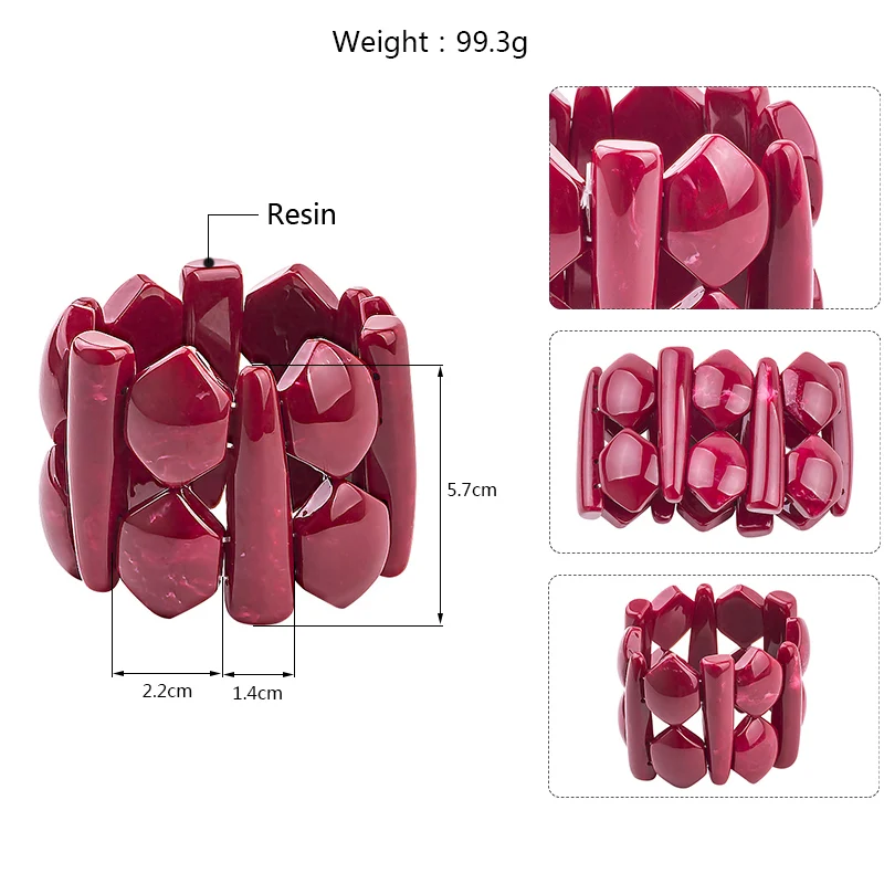 Classic Stone Resin Cuff Fashion Bracelets Bangles for Women Stretch Grain Acrylic Bracelets Female Charm Wedding Gifts Jewelry (5)