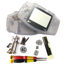 Прозрачный фиолетовый цвет для GameboyAdvance полный корпус чехол для геймпада GBO DMG чехол с мультяшными наклейками на объектив X/Y отвертки