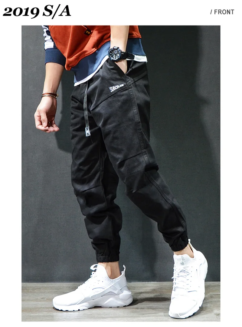 Мода 2019 г. Уличная мужские брюки для пробежек повседневные штаны шаровары слабой нижней брюки карго hombre японский стиль хип хоп для мужчин