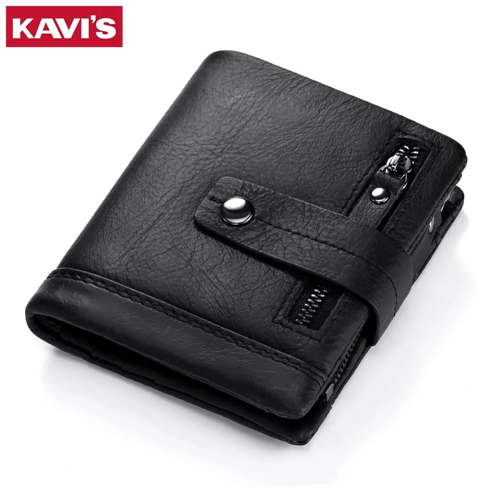 

KAVIS High Quality Genuine Leather men wallet PORTFOLIO Male Purse Small Portomonee Vallet With Pockets Rfid Fashion Mini Walet