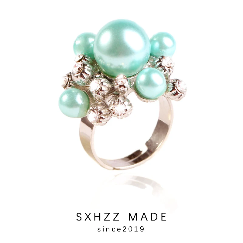 

Fashion OL Large Pearl Ring for Women Index Finger Ring Fashion Pearl Ring Opening Adjustable Women's Ring Europe America Style