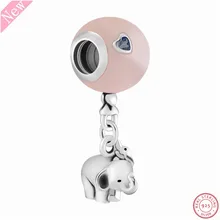 Слон и розовый шар очаровательные бусины-подвески для женщин ювелирные изделия Сердце CZ DIY Fit PANDORA Подвески Серебро 925 FL731A
