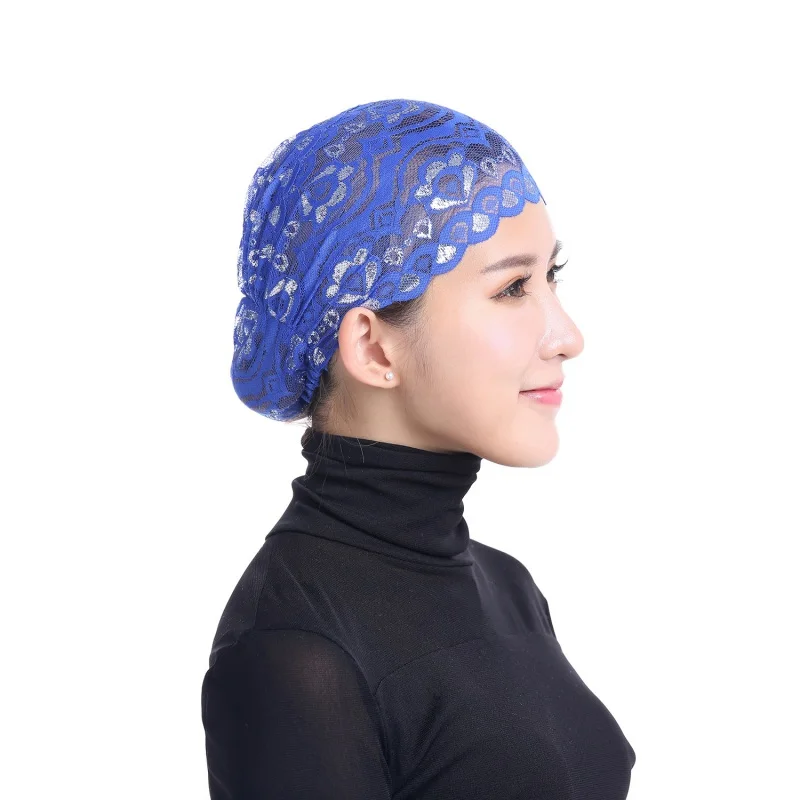 Мусульманский Хиджаб Модный цветочный стиль мягкие дышащие растягивающиеся кружевные Чепчики исламские Шляпы полная голова хиджабы для женщин 12 цветов - Цвет: DL