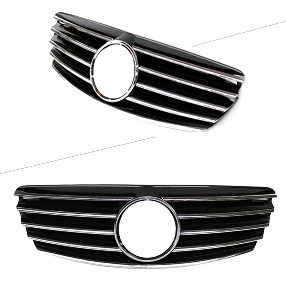 

Chrome Black Car Front Grille ABS Plastic Upper Grill For 2003-2006 Mercedes Benz E-CLASS W211 E320 E350 E500 w/ Emblem