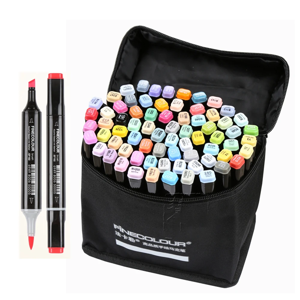 Finecolour EF102 Double-headed Soft Brush Professional Sketch Drawing Art Markers Pen 240colors+25pcs skin color art supplies Finecolour EF102 Double-headed Soft Brush Professional Sketch Drawing Art Markers Pen 240colors+25pcs skin color art supplies