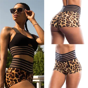 

New Fashion Women's Leopard Workout Skinny Empire Shorts Ladies Summer Casual Elastic Waist Sheath Short Trousers High Waist