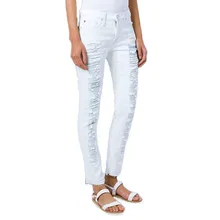 Белые прямые Лоскутные укороченные джинсы женские бойфренды средняя талия рваные джинсовые брюки джинсы для женщин джинсовые Капри