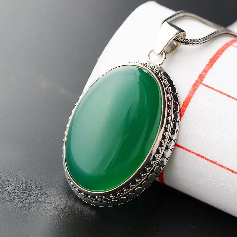 Серебряное ювелирное изделие оптовая продажа натуральный Chrysoprase Ретро тайское