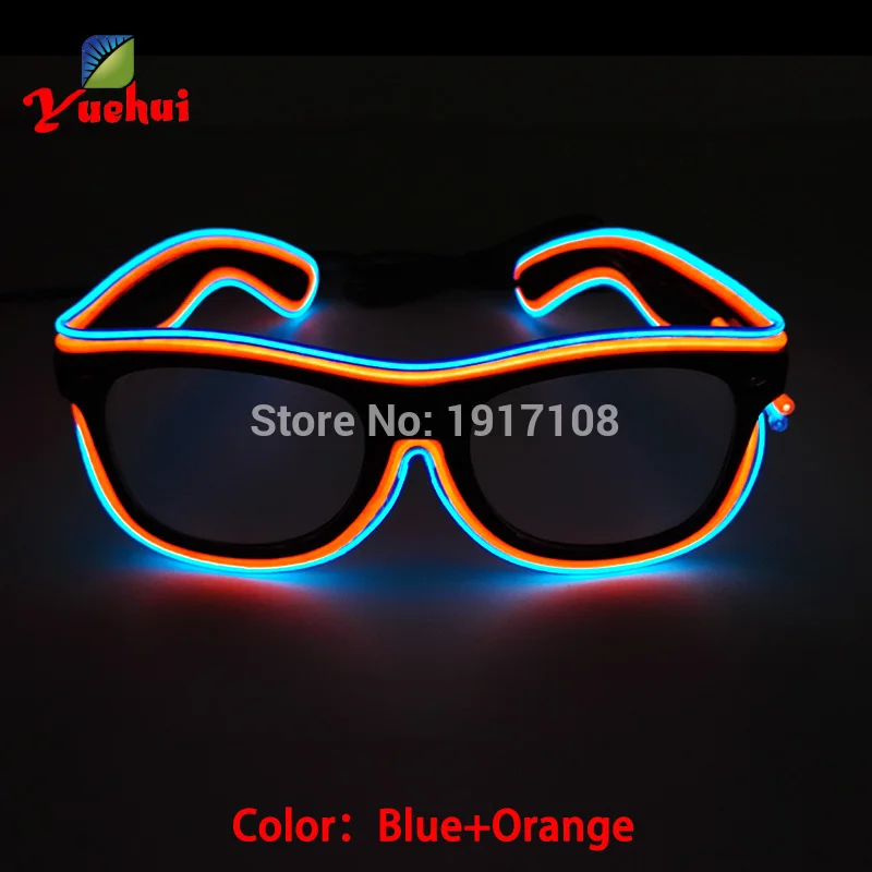 Горячая Распродажа, неоновый светодиодный светильник EL Wire, модные вечерние очки для украшения, светящийся/Устойчивый на EL инвертор - Цвет: Blue vs Orange