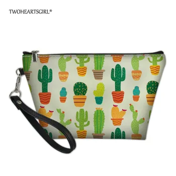 

Twoheartsgirl Cactus Printing Women Travel Cosmetic Bag Zipper Make Up Bags Girl Makeup Necessaries Beauty Toiletry Storage Case