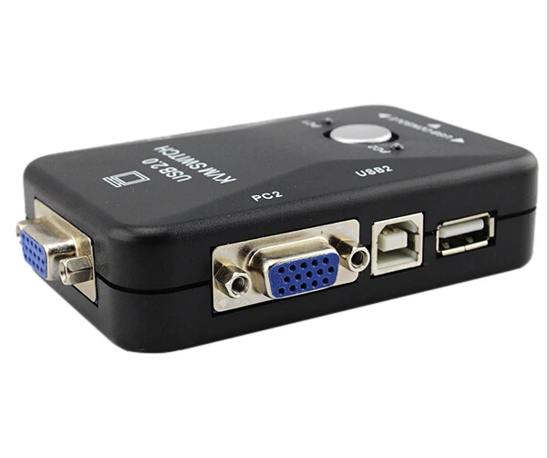 2-Port USB 2.0 MONITOR VIDEO VGA KVM Switch Switchbox for Control 2 Computers PC |