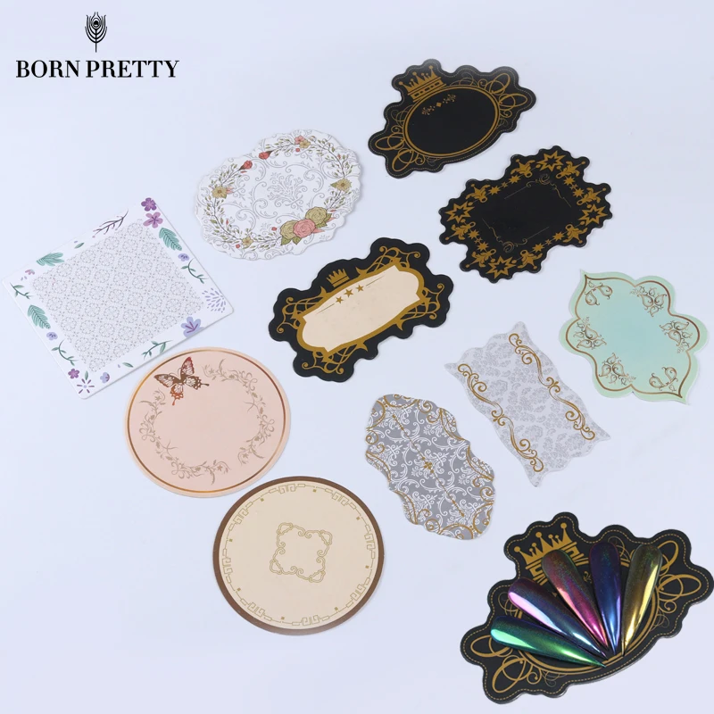 

10 Pcs Nail Tips Display Board Tool Set Retro European Style Hard Paper Showing Shelf Cards Manicure Nail Art Tools Kit