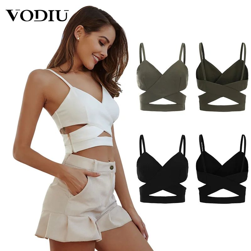 

2019 Summer Sexy Halter Bangdage Tops Hollow Sexy Cropped Tops Tank V-neck Balette Short Vest Party Clothing Bustier Streetwear