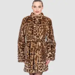 Msaiss 2017 зимние для женщин; Большие размеры Leopard Мех животных боковые карманы S-4XL Винтаж элегантный теплое пальто модная теплая верхняя
