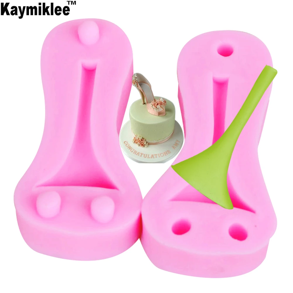 

M370 Two Pieces High-heeled shoes heel Shape Silicone Dining Bar Non-Stick Cake Decorating Fondant Soap Mold c