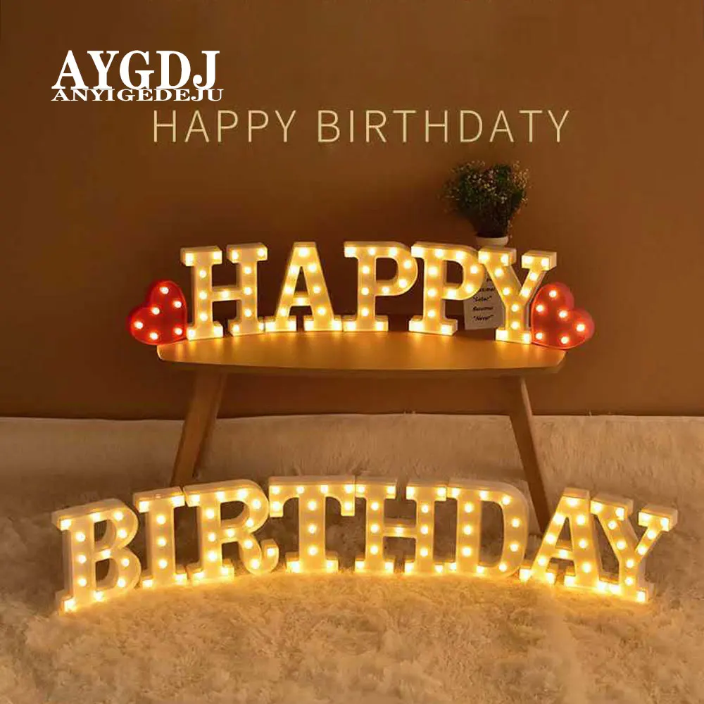 

DIY 26 English Letter LED Night Light Marquee Sign Alphabet 3D Wall Hanging Night Light Home Wedding Birthday Party Decor