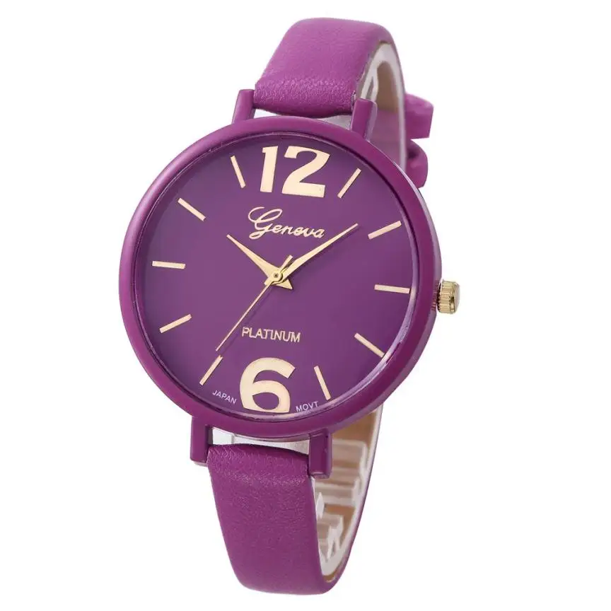 Geneva, женские часы-браслет, известный бренд, Женские Аналоговые кварцевые наручные часы из искусственной кожи, женские часы, relojes mujer# D