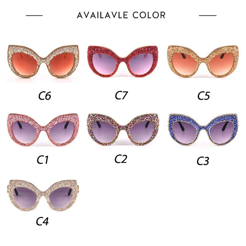 Fashion Brand Cat Eye Luxury Sunglasses Woman Shades Mirror Female Rhinestone Sun Glasses For Female Coating Gafas UV400