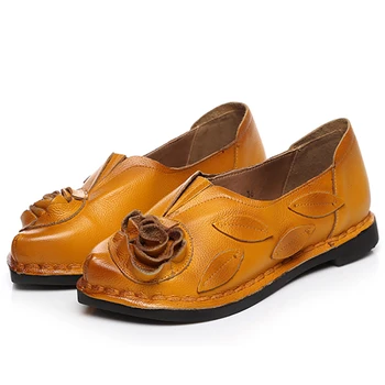 

SONDR tacones mujer pumps women shoes ethnic retro genuine leather sapato feminino low heel pointed toe slip-on shallow zapatos