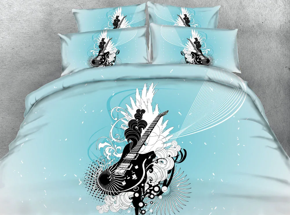 Music instrument Guitar printed bedding set single queen