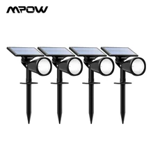 Mpow 4 шт. газон лампы на солнечных батареях Солнечный свет 2-в-1 Регулируемая Водонепроницаемый прожектор на солнечной батарее для открытого ландшафта для пути садовый двор