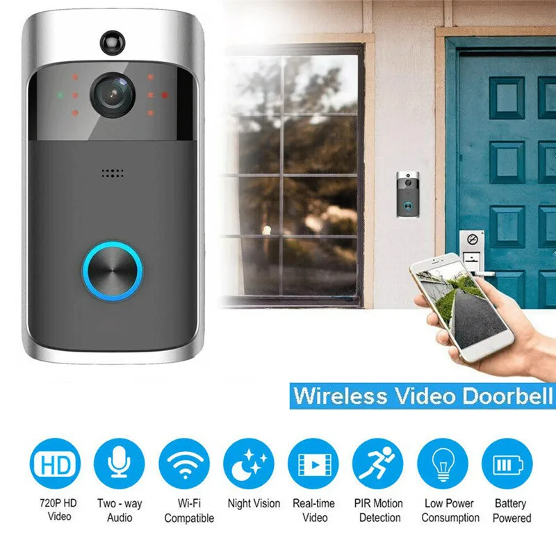 

Wireless Smart WiFi DoorBell IR Video Visual Ring Camera Intercom Smart Home Security Protection Family Must