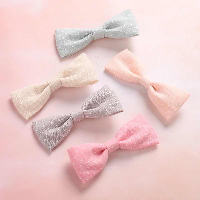 

4colors Cotton Bow Girls Hairpins 2018 Fashion Handmade Kids Girls Hairclips Baby Girls Head Wear Infant Hair Accessories 4pcs