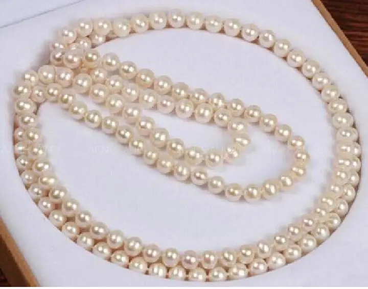 

HUGE 9-10MM NATURALSOUTH SEA WHITE PEARL NECKLACE14K GOLD CLASP 49 r