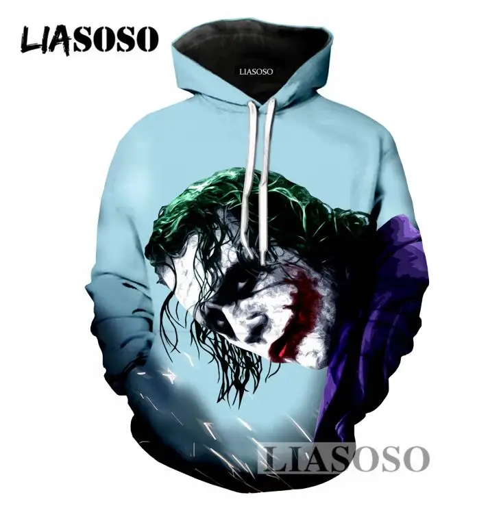 Liasoso новые Лидеры брендов Для мужчин/Для женщин Толстовки 3D принт Бэтмен и Джокер пуловер толстовка свободные с длинным рукавом Костюмы t852