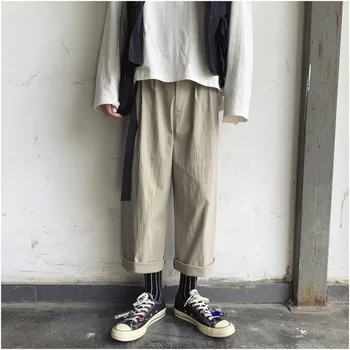 

2019 Spring And Autumn New Belt Solid Color Loose Nine Points Casual Pants In The Low Waist Trend Khaki / Black M-2XL