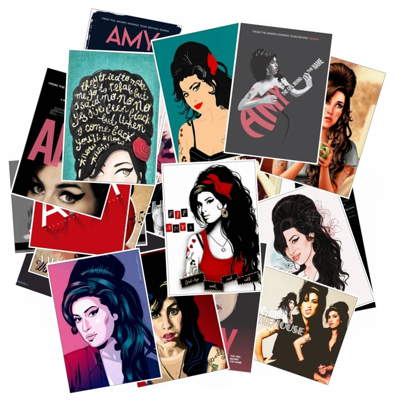 25 шт. Amy Winehouse наклейки для гитары для багажа ноутбука художественная живопись DIY плакат наклейки Водонепроницаемая игрушка для скейтборда