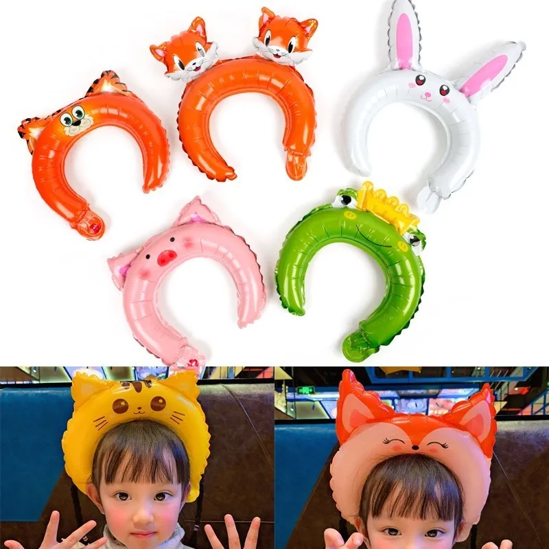 

Cevent 10pcs Cute Animal Tiara Headband Foil Balloons Frog Fox Tiger Baby Shower Happy Birthday Party Decorations Kids Gifts