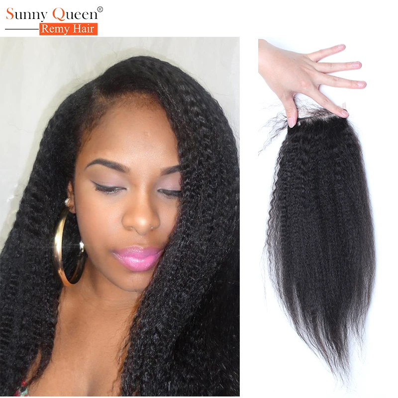 

6A Malaysian Corse Yaki Kinky Straight Lace Closure Free Middle 3 Part Lace Closure with Baby Hair Rosa Hair Products