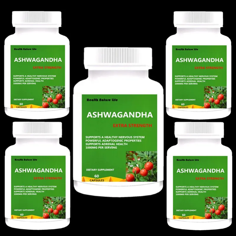 Органическая Ashwagandha 1000 мг добавка для снятия стресса поддержки беспокойства и